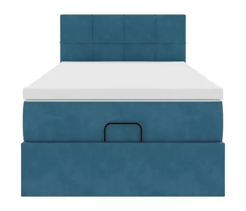 Ottomani Voodiraam Madratsiga, Tumesinine, 100X200cm Samet