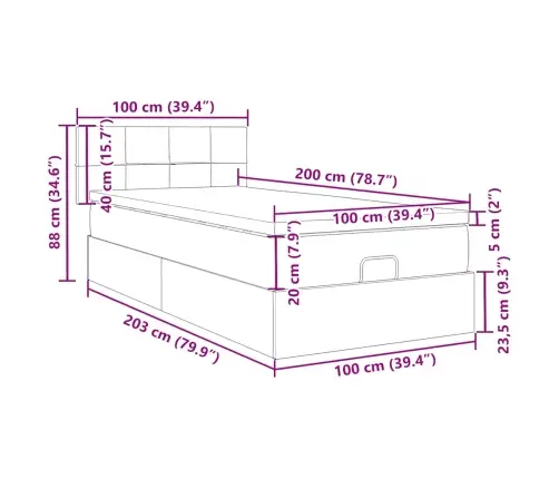 Osmaņu Gultas Rāmis Ar Matrača Rozā 100X200Cm Samts Vidaxl