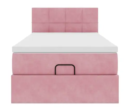 Osmaņu Gultas Rāmis Ar Matrača Rozā 100X200Cm Samts Vidaxl