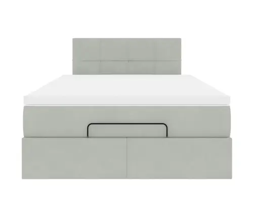 Ottomani Voodi Madratsiga, Helehall, 120X190 cm Samet