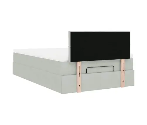 Ottomani Voodi Madratsiga, Helehall, 120X190 cm Samet