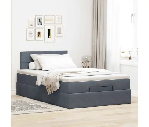 Ottomani Voodi Madratsiga, Tumehall, 120X190 cm Samet