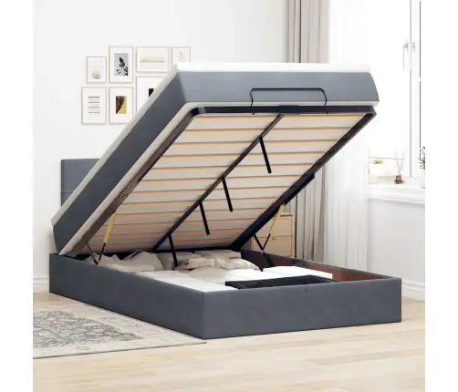 Ottomani Voodi Madratsiga, Tumehall, 120X190 cm Samet