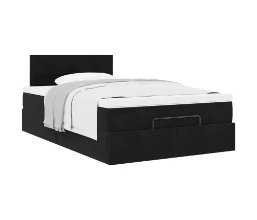 Osmaņu Gulta Ar Matraci, Melns, 120X190 Cm, Samts Vidaxl