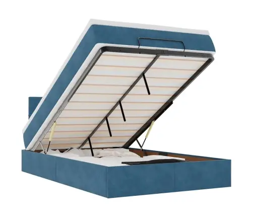 Osmanų Lova Su Čiužiniu, Tamsiai Mėlynas, 120X190 cm Aksomas