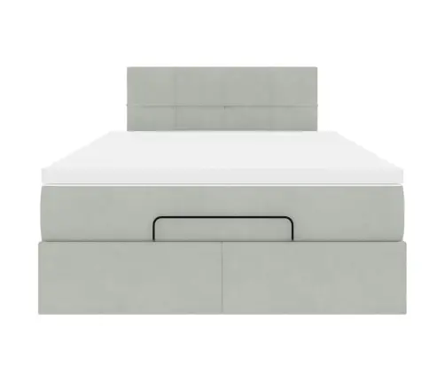 Osmaņu Gultas Rāmis Ar Matrača Gaiši Pelēks 120X200Cm Samts Vidaxl