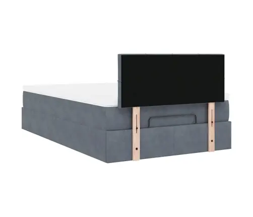 Osmaņu Gultas Rāmis Ar Matrača Tumši Pelēks 120X200Cm Samts Vidaxl