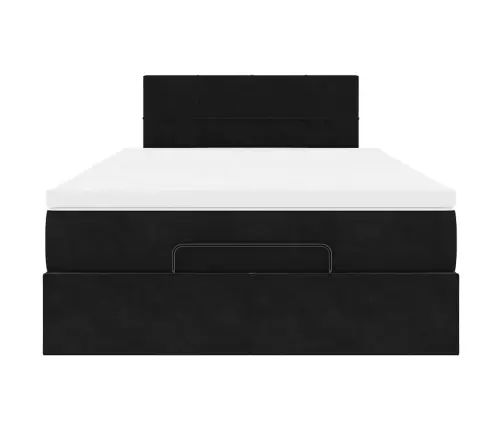 Ottomani Voodi Madratsiga, Must, 120X200 cm Samet