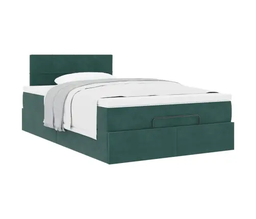 Osmanų Lovos Rėmas Su Čiužiniu, Žalias, 120X200cm Aksomas