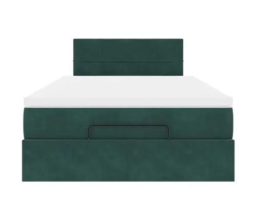 Osmanų Lovos Rėmas Su Čiužiniu, Žalias, 120X200cm Aksomas