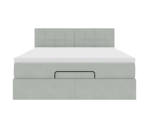 Osmanų Lovos Rėmas Su Čiužiniu, Pilkas, 140X190cm Aksomas