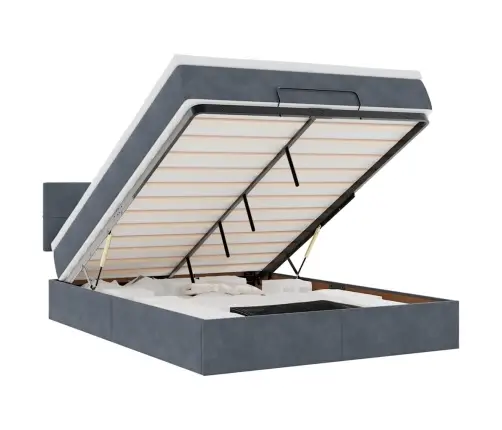 Osmaņu Gulta Ar Matraci, Tumši Pelēks, 140X190Cm, Samts Vidaxl