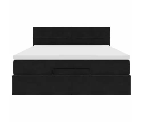 Osmaņu Gulta Ar Matraci, Melns, 140X190 Cm, Samts Vidaxl