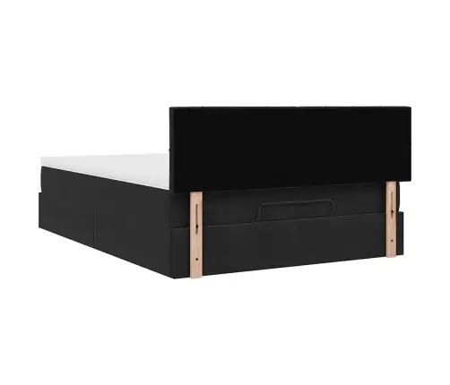 Osmaņu Gulta Ar Matraci, Melns, 140X190 Cm, Samts Vidaxl