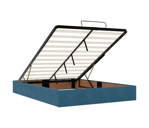 Ottomani Voodi Madratsiga, Tumesinine, 140X190cm Samet