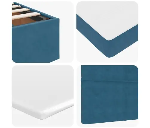 Ottomani Voodi Madratsiga, Tumesinine, 140X190cm Samet