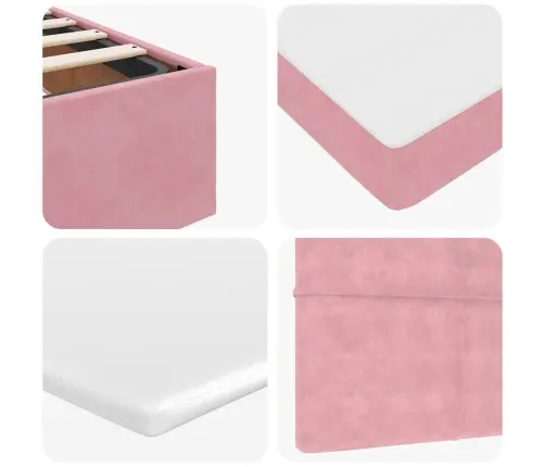 Osmaņu Gulta Ar Matraci, Rozā, 140X190Cm, Samts Vidaxl