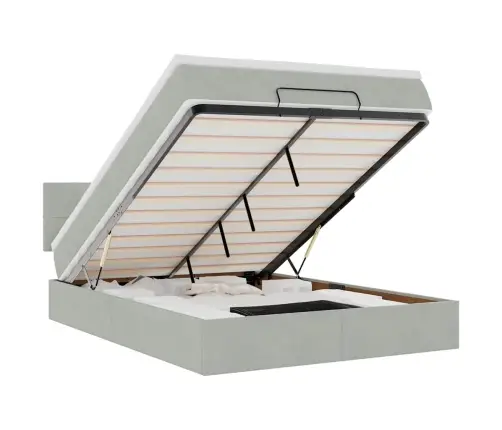 Osmaņu Gulta Ar Matraci, Gaiši Pelēks, 140X200 Cm, Samts Vidaxl