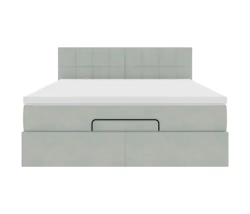 Osmaņu Gulta Ar Matraci, Gaiši Pelēks, 140X200 Cm, Samts Vidaxl