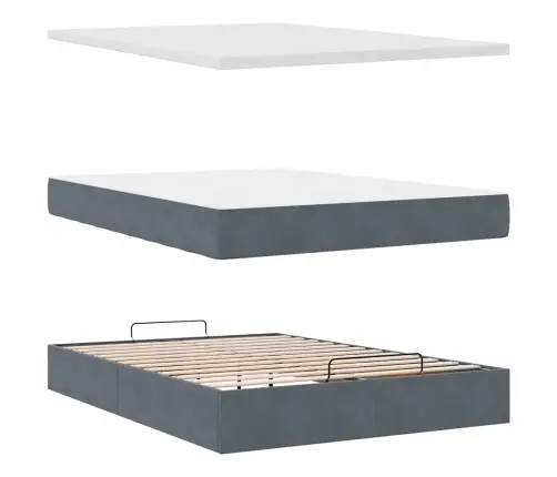 Ottomani Voodi Madratsiga, Tumehall, 140X200 cm Samet