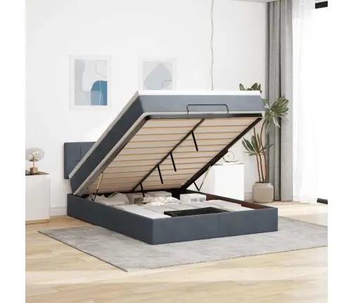 Ottomani Voodi Madratsiga, Tumehall, 140X200 cm Samet