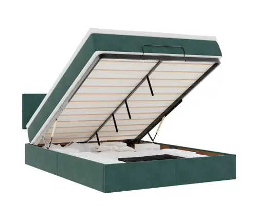 Ottomani Voodi Madratsiga, Tumeroheline, 140X200 cm Samet