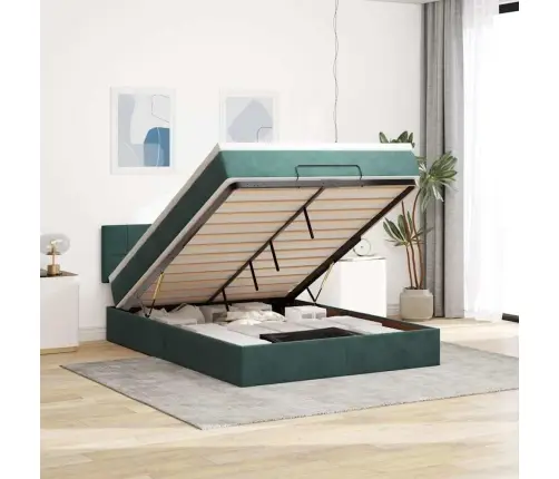 Ottomani Voodi Madratsiga, Tumeroheline, 140X200 cm Samet