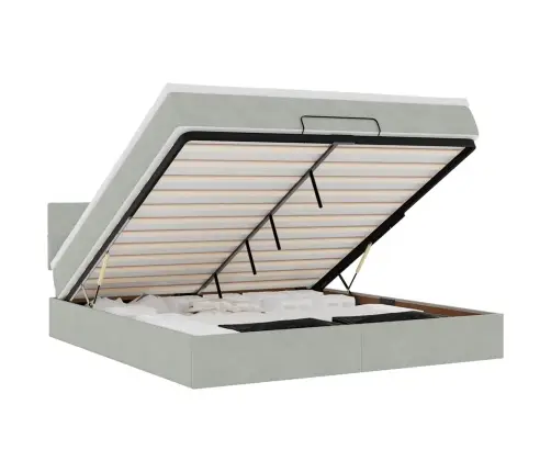 Osmaņu Gultas Rāmis Ar Matrača Gaiši Pelēks 160X200Cm Samts Vidaxl