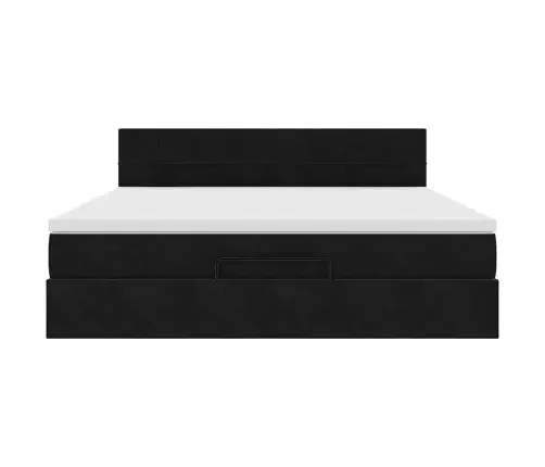 Ottomani Voodi Madratsiga, Must, 160X200 cm Samet