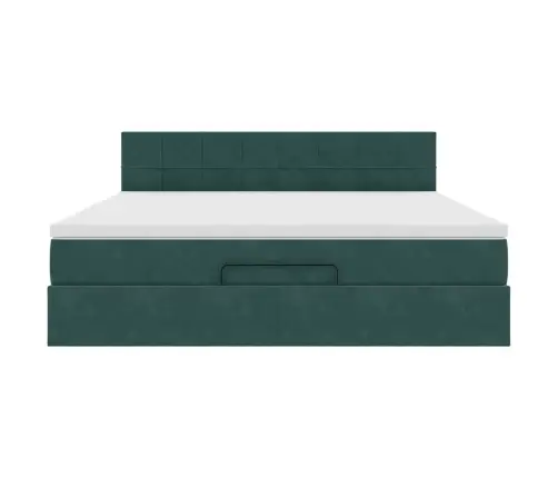 Osmaņu Gultas Rāmis Ar Matrača Tumši Zaļš 160X200 Cm Samts Vidaxl