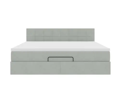 Osmaņu Gultas Rāmis Ar Matrača Gaiši Pelēks 180X200 Cm Samts Vidaxl