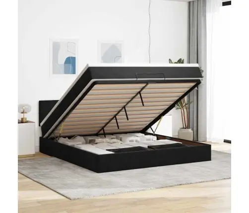 Osmaņu Gultas Rāmis Ar Matrača Melns 180X200Cm Samts Vidaxl