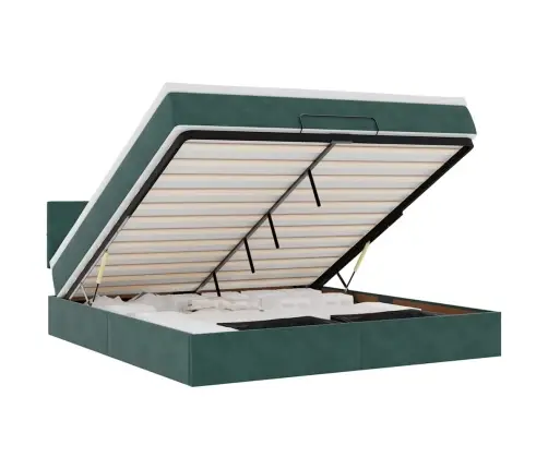 Osmaņu Gultas Rāmis Ar Matrača Tumši Zaļš 180X200 Cm Samts Vidaxl