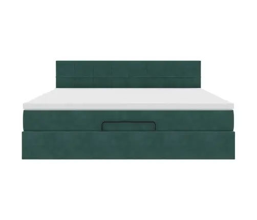 Osmaņu Gultas Rāmis Ar Matrača Tumši Zaļš 180X200 Cm Samts Vidaxl