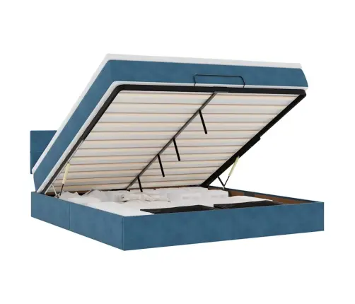 Osmaņu Gultas Rāmis Ar Matrača Tumši Zils 180X200 Cm Samts Vidaxl