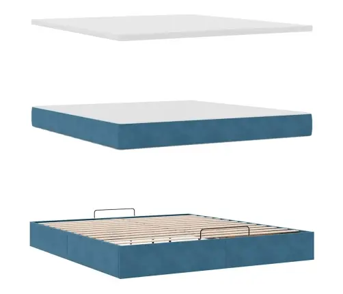 Osmaņu Gultas Rāmis Ar Matrača Tumši Zils 180X200 Cm Samts Vidaxl