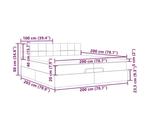 Osmaņu Gultas Rāmis Ar Matrača Gaiši Pelēks 200X200 Cm Samts Vidaxl