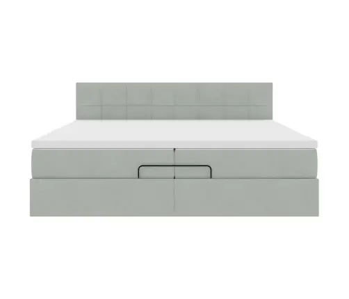 Osmaņu Gultas Rāmis Ar Matrača Gaiši Pelēks 200X200 Cm Samts Vidaxl