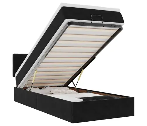 Osmaņu Gultas Rāmis Ar Matrača Melns 90X190Cm Samts Vidaxl