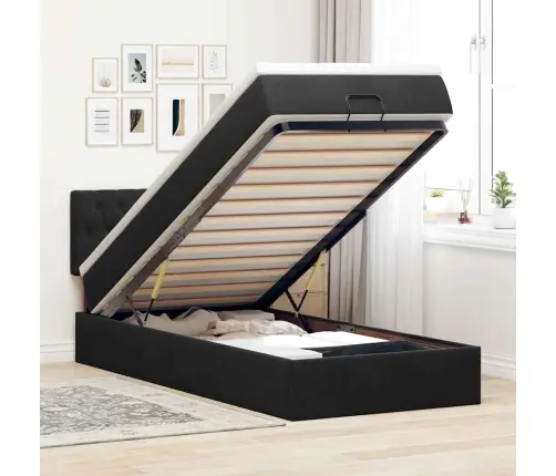 Osmaņu Gultas Rāmis Ar Matrača Melns 90X190Cm Samts Vidaxl