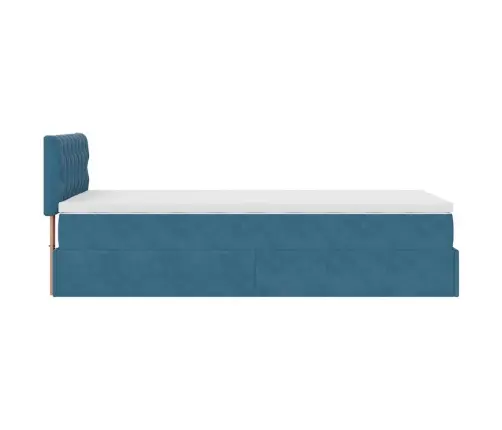 Osmaņu Gultas Rāmis Ar Matrača Tumši Zils 90X190Cm Samts Vidaxl