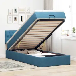 Osmaņu Gultas Rāmis Ar Matrača Tumši Zils 90X190Cm Samts Vidaxl