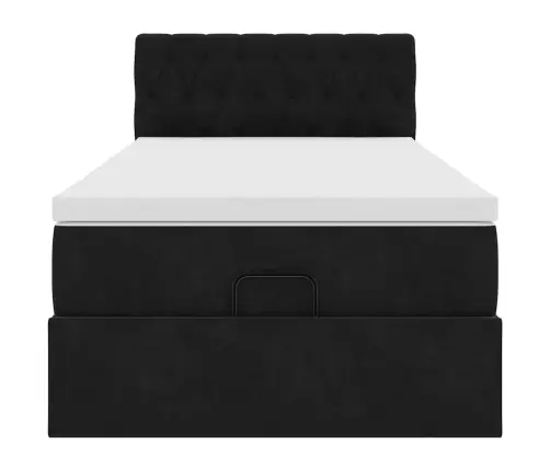 Ottomani Voodiraam Madratsiga, Must, 90X200cm Samet