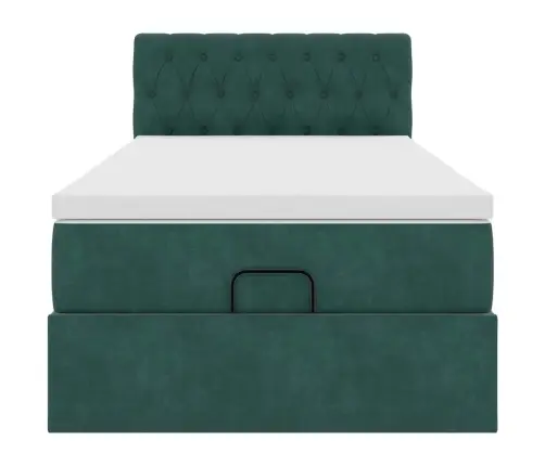 Osmanų Lovos Rėmas Su Čiužiniu, Žalias, 90X200cm Aksomas