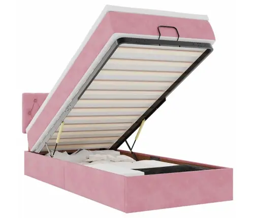 Osmaņu Gultas Rāmis Ar Matrača Rozā 90X200Cm Samts Vidaxl