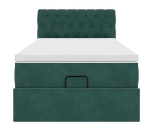 Ottomani Voodiraam Madratsiga, Tumeroheline, 100X200cm Samet