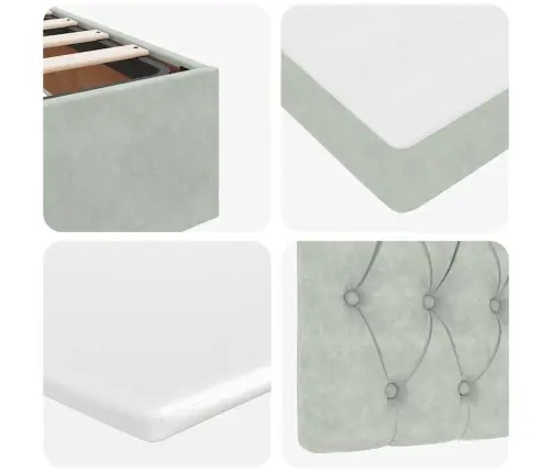 Osmaņu Gulta Ar Matrača, Gaiši Pelēks, 120X190 Cm, Samts Vidaxl