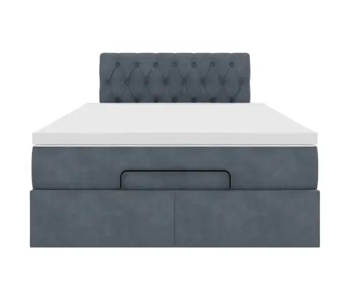 Osmaņu Gulta Ar Matraci, Tumši Pelēks, 120X190 Cm, Samts Vidaxl