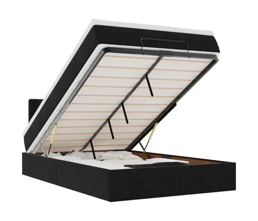 Ottomani Voodi Madratsiga, Must, 120X190 cm Samet