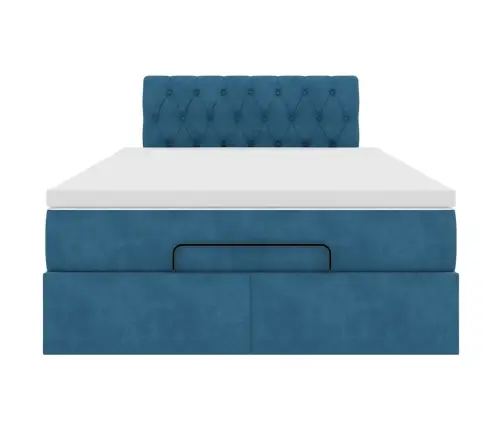 Osmanų Lova Su Čiužiniu, Tamsiai Mėlynas, 120X190 cm Aksomas Osmanų Lova Su Čiužiniu, Tamsiai Mėlynas, 120X190 cm Aksomas